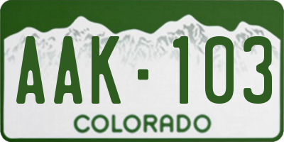 CO license plate AAK103