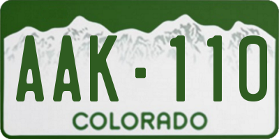 CO license plate AAK110