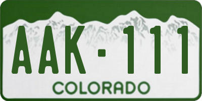CO license plate AAK111