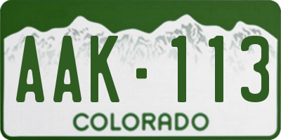 CO license plate AAK113