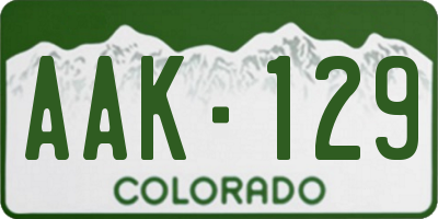 CO license plate AAK129