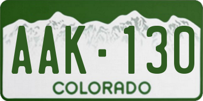 CO license plate AAK130