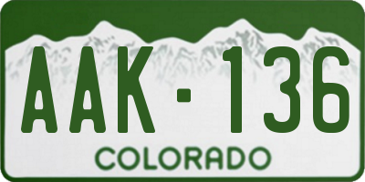 CO license plate AAK136