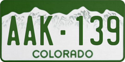 CO license plate AAK139