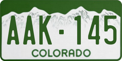 CO license plate AAK145
