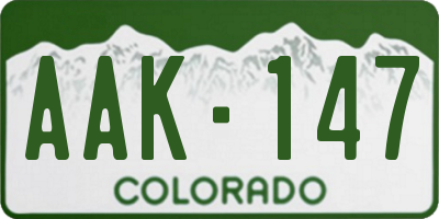 CO license plate AAK147