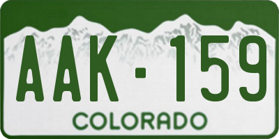 CO license plate AAK159