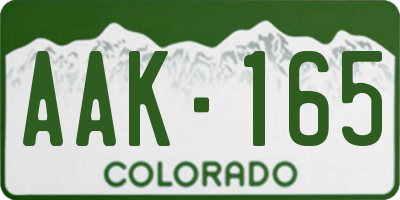 CO license plate AAK165