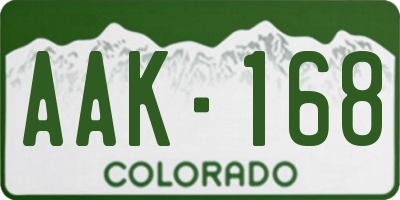 CO license plate AAK168