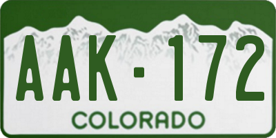CO license plate AAK172