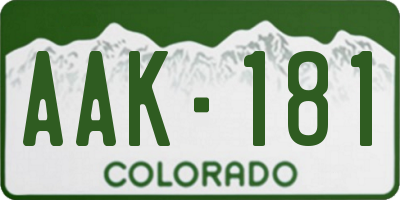 CO license plate AAK181