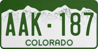 CO license plate AAK187