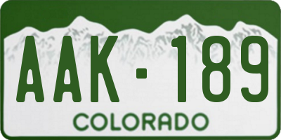 CO license plate AAK189