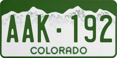 CO license plate AAK192