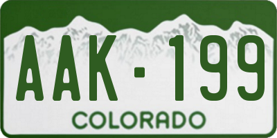 CO license plate AAK199