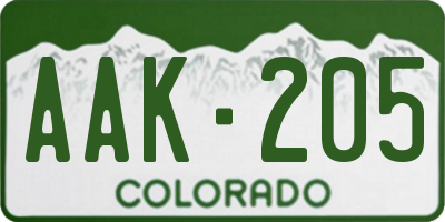 CO license plate AAK205