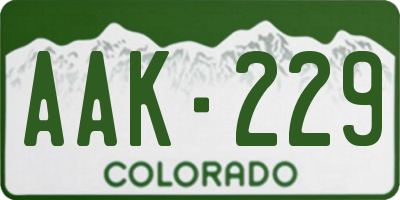 CO license plate AAK229
