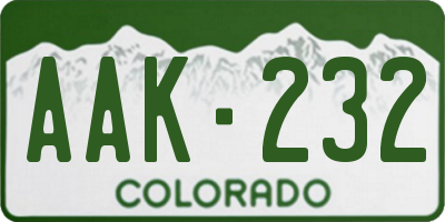 CO license plate AAK232