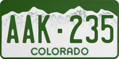 CO license plate AAK235
