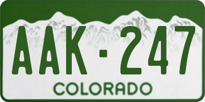 CO license plate AAK247