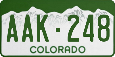 CO license plate AAK248