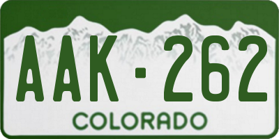 CO license plate AAK262