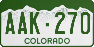 CO license plate AAK270