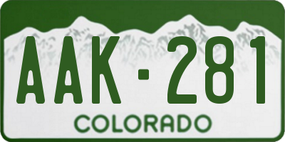 CO license plate AAK281