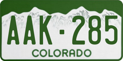 CO license plate AAK285
