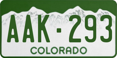CO license plate AAK293