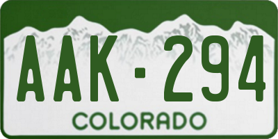 CO license plate AAK294