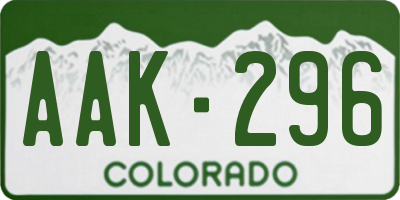 CO license plate AAK296