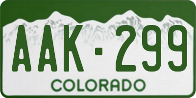 CO license plate AAK299