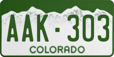 CO license plate AAK303