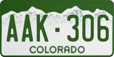 CO license plate AAK306