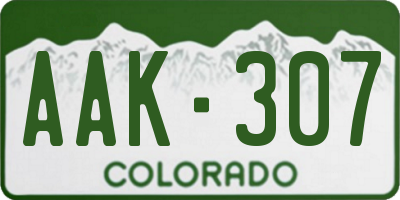 CO license plate AAK307