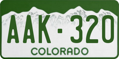 CO license plate AAK320