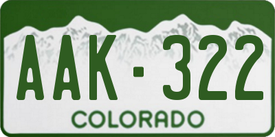 CO license plate AAK322
