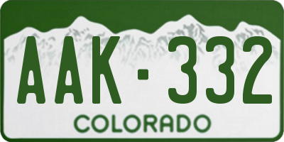 CO license plate AAK332