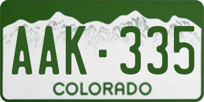 CO license plate AAK335