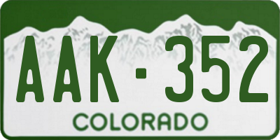 CO license plate AAK352