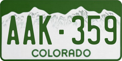 CO license plate AAK359