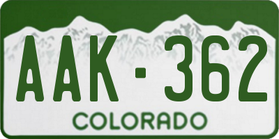 CO license plate AAK362