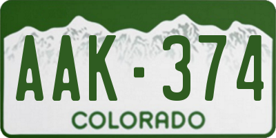 CO license plate AAK374