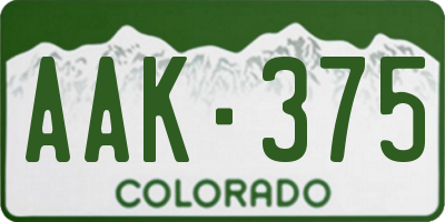 CO license plate AAK375