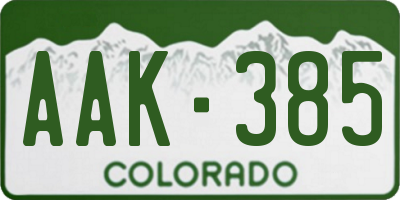 CO license plate AAK385