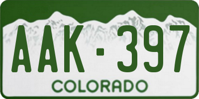 CO license plate AAK397