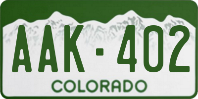 CO license plate AAK402