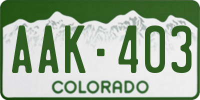 CO license plate AAK403