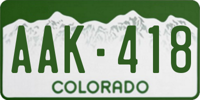 CO license plate AAK418